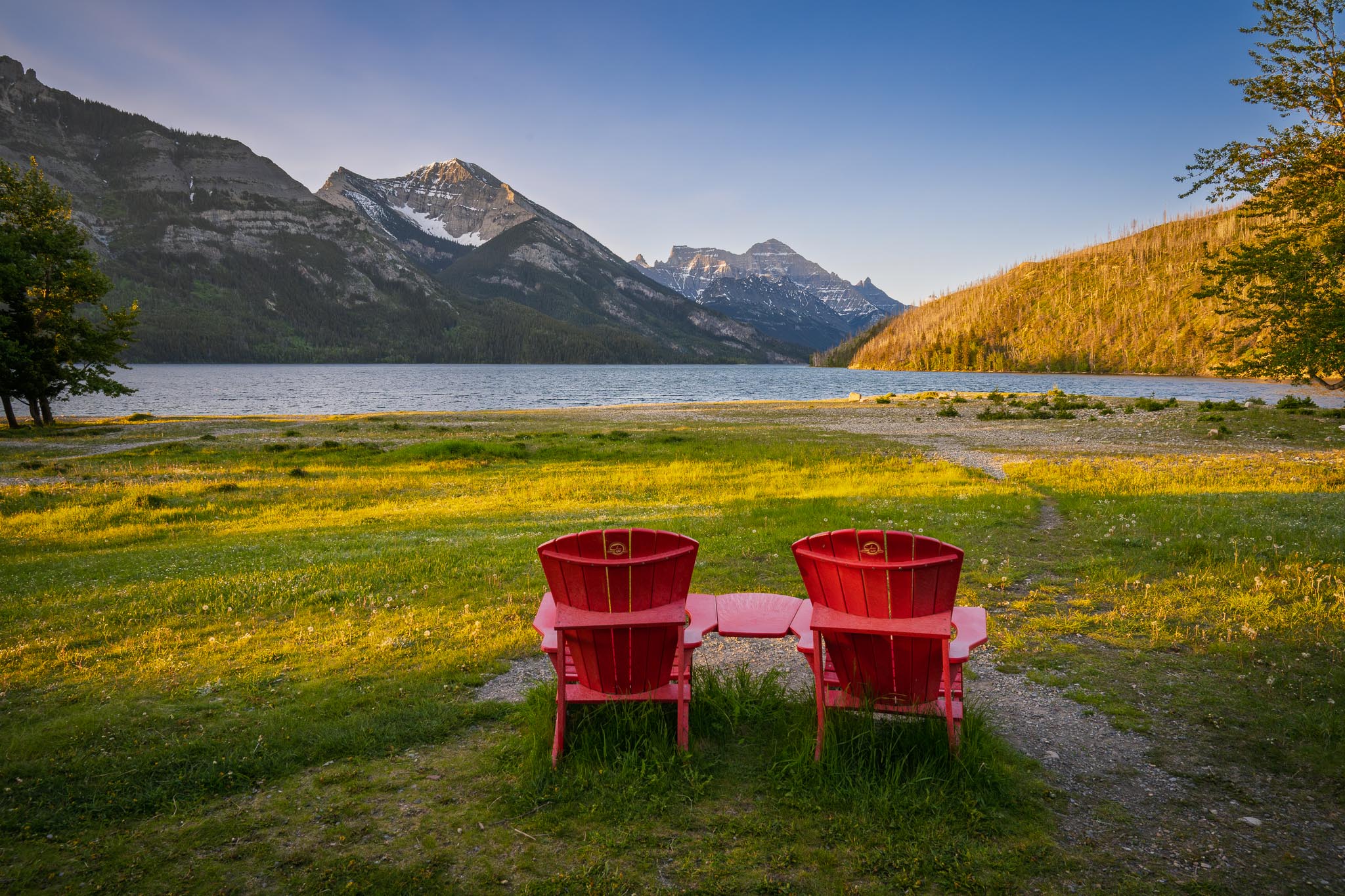 Red Chairs at sunrise.